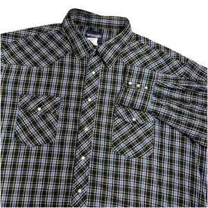Wrangler Pearl Snap Western Shirt Men 3XT Plaid Long Sleeve Pockets Cowboy Rodeo
